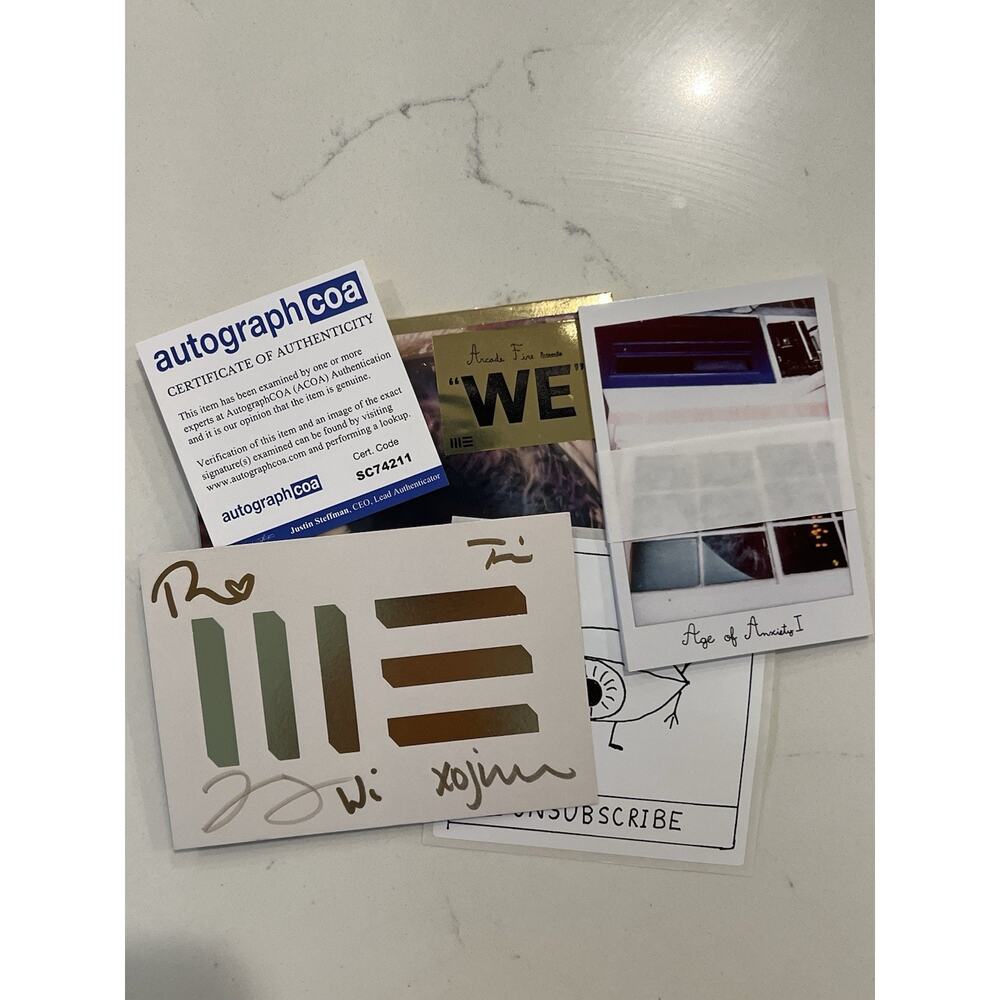 ARCADE FIRE SIGNED AUTOGRAPH WE CD ALBUM AUTO SIGNATURE COA ACOA #3
